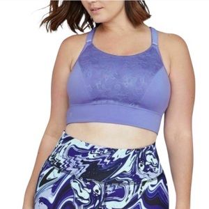 🌸LIVI ACTIVE | Purple Lace Stretchy Sports Bra Workout Top Size 24